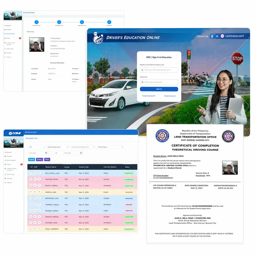 Driver’s Education Online: sign-in, student records, and a certificate of completion