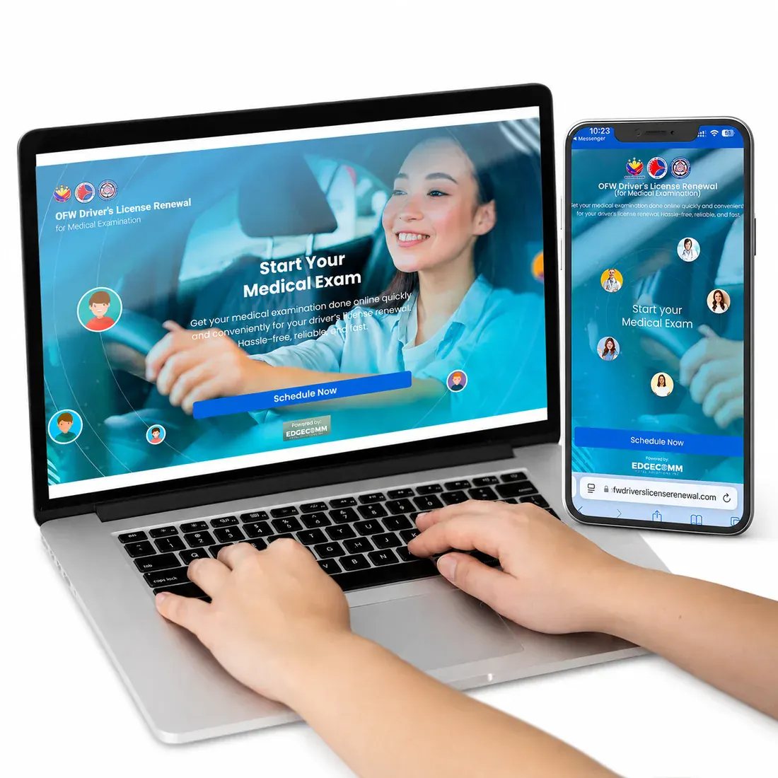 OFW Driver’s Licence Renewal on a laptop and a phone