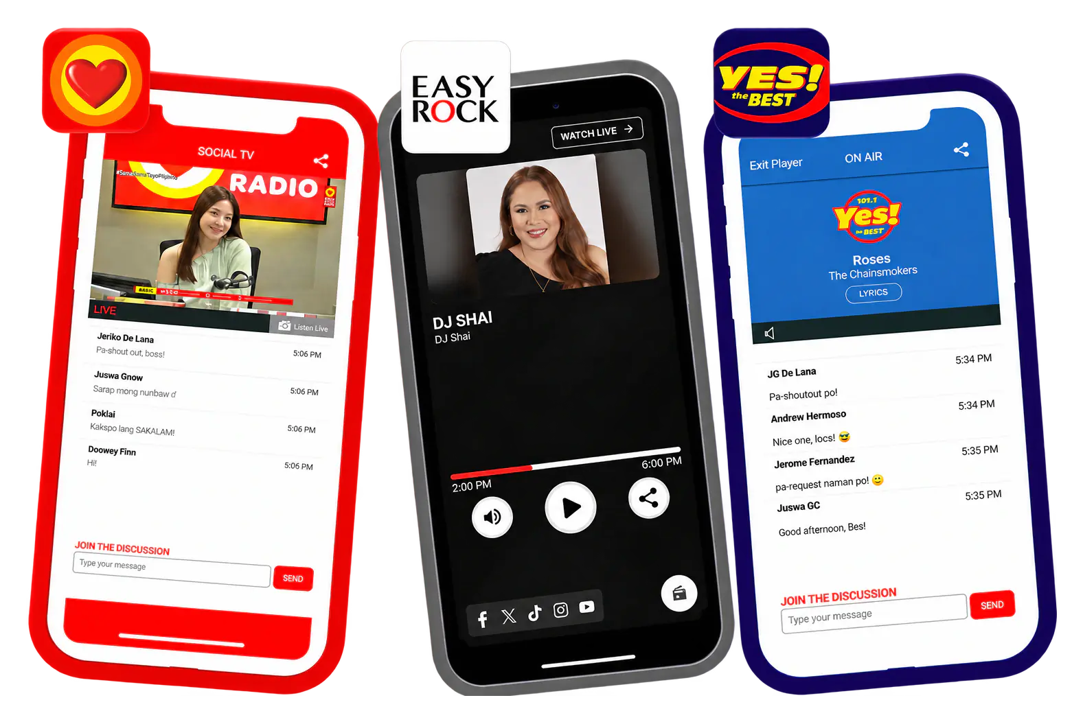 Love Radio, Easy Rock, and Yes The Best mobile app interfaces